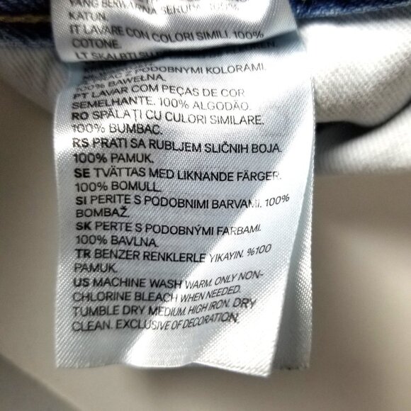 & Denim Blue Distressed Mens Sz 36 Ripped Button Fly Straight Fit Raw Hem Shorts - Picture 8 of 10